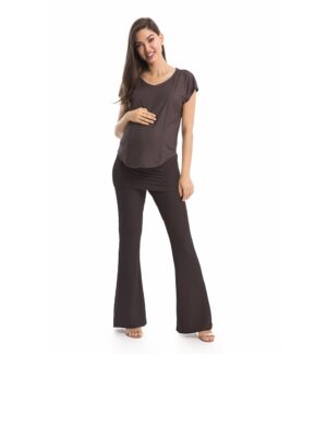 Calça Flare Texturizada cor Preto-0
